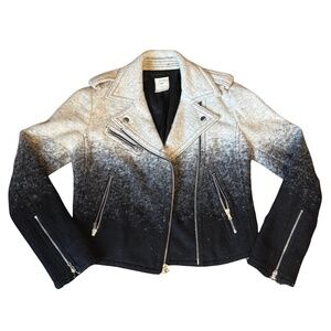 GAP SILK LINED FLEECE MOTO JACKET OMBRE + ZIPPER DETAIL